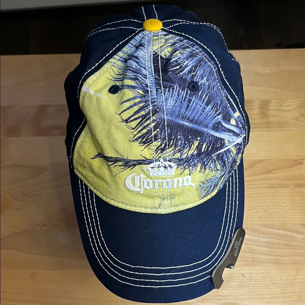 Corona Navy Cap with Yellow Palm Graphic